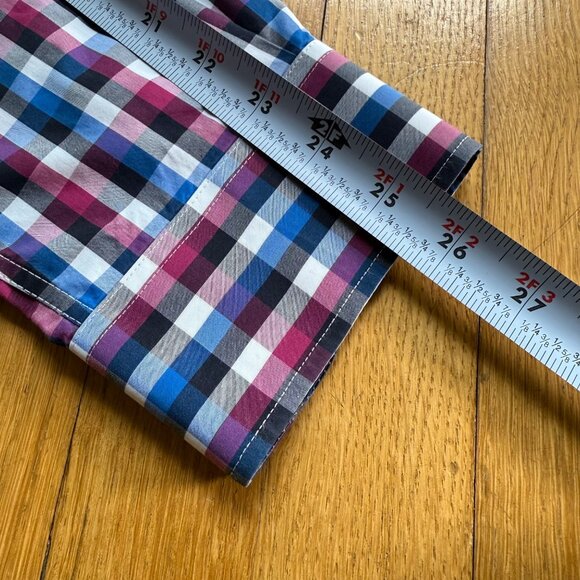 Cutter & Buck Size S Blue & Red Plaid Cotton Long Sleeve Button-Up Shirt Top - Picture 11 of 14